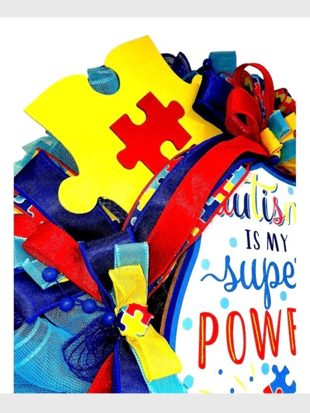 Autism Awareness, Year Round Wreath, Autism Wreath